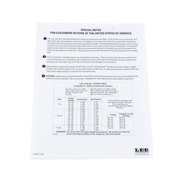 LEE SPARE SPECIAL NOTES **LA1090**