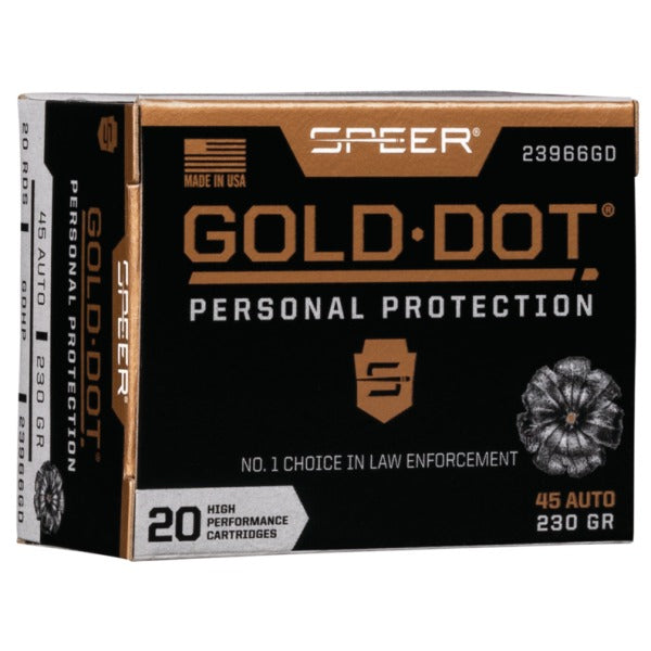 Speer Gold Dot 45 ACP Ammunition 230 Grain Hollow Point Box of 20