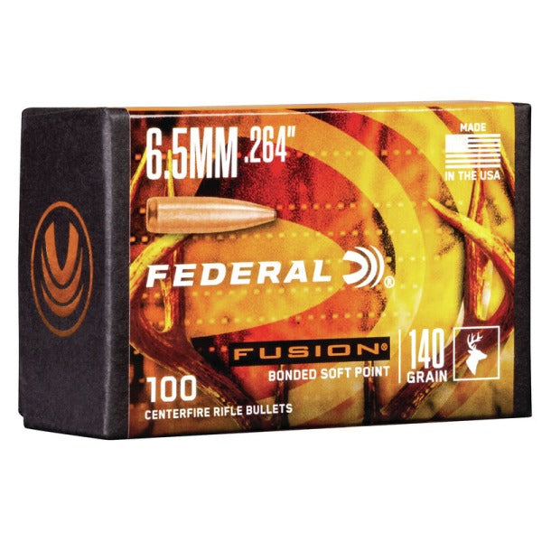 Federal Premium Fusion 264 Caliber, 6.5mm (.264 Diameter) Bullets 140 grain Polymer Tip Box of 4