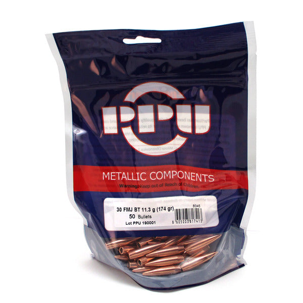 Prvi Partizan 30 Caliber (.308 Diameter) Bullets 174 grain Full Metal Jacket Bag of 50