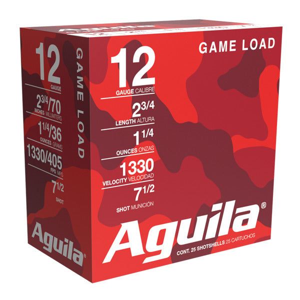 Aguila Game Load 12 Gauge Ammunition 2-3/4" #7.5 1-1/4 oz 1330 fps Box of 25