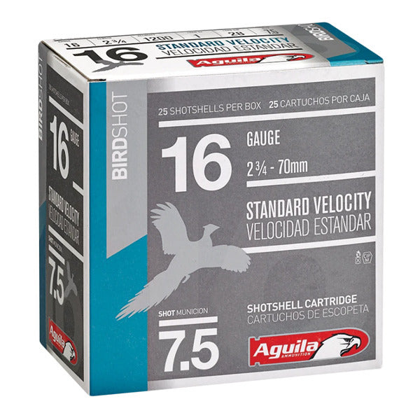 Aguila Standard Velocity 16 Gauge Ammunition 2-3/4" #7.5 1 oz 1200 fps Box of 25