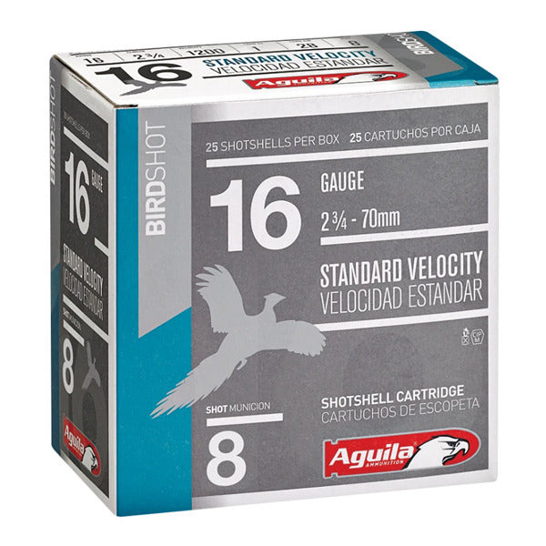 Aguila Standard Velocity 16 Gauge Ammunition 2-3/4" #8 1 oz 1200 fps Box of 25