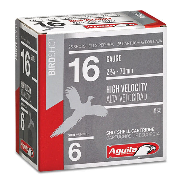 Aguila High Velocity 16 Gauge Ammunition 2-3/4" #6 1-1/8 oz 1240 fps Box of 25