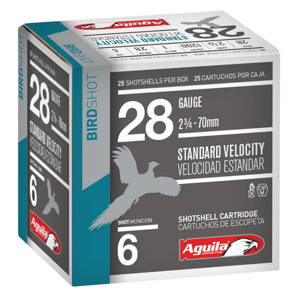 Aguila High Velocity 28 Gauge Ammunition 2-3/4" #6 1 oz 1200 fps Box of 25