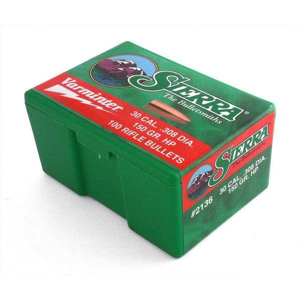 Sierra Varminter 30 Caliber (.308 Diameter) Bullets 150 grain Hollow Point Box of 100