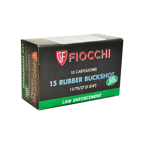 Fiocchi Law Enforcement 12 Gauge Ammunition 2-3/4" 790 fps Rubber Buckshot Box of 10