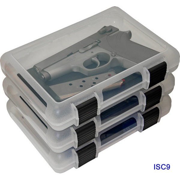 MTM IN-SAFE HANDGUN CLEAR STORAGE CASE 9" 3-pk 4cs