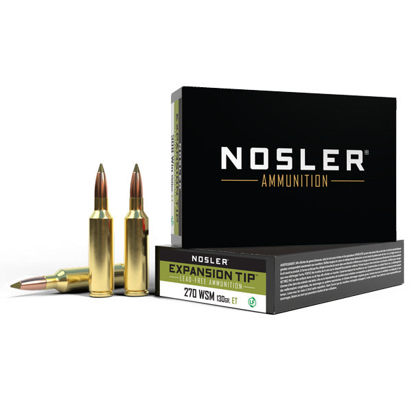 Nosler E-Tip 270 WSM (Winchester Short Magnum) Ammunition 130 Grain Polymer Tip Box of 20