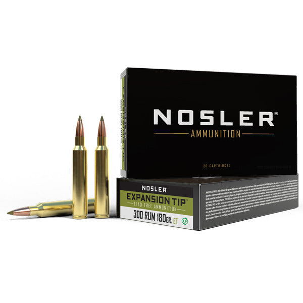 Nosler E-Tip 300 RUM (Remington Ultra Magnum) Ammunition 180 Grain Polymer Tip Box of 20
