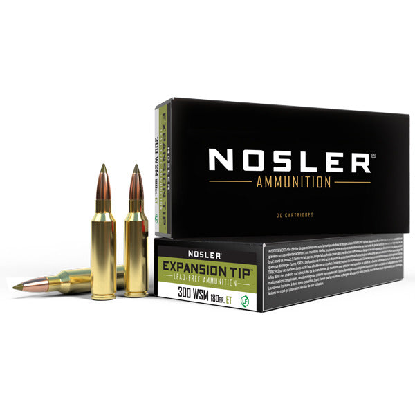 Nosler E-Tip 300 WSM (Winchester Short Magnum) Ammunition 180 Grain Polymer Tip Box of 20