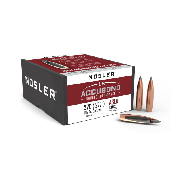 Nosler AccuBond Long Range 277 Caliber, 6.8mm (.277 Diameter) Bullets 165 grain Bonded Polymer Tip Box of 100