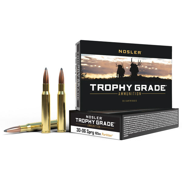 Nosler Trophy Grade 30-06 Springfield Ammunition 165 Grain Partition Polymer Tip Box of 20