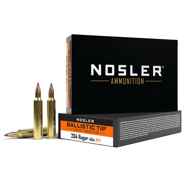 Nosler Ballistic Tip 204 Ruger Ammunition 40 Grain Polymer Tip Box of 20
