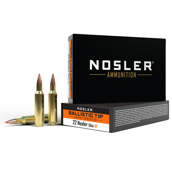 Nosler Ballistic Tip 22 Nosler Ammunition 55 Grain Polymer Tip Box of 20