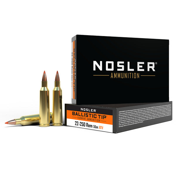 Nosler Ballistic Tip 22-250 Remington Ammunition 55 Grain Polymer Tip Box of 20