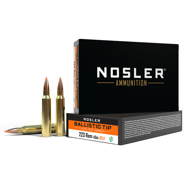NOSLER AMMO 223 REMINGTON 40gr LEAD FREE BT 20/bx 20/cs