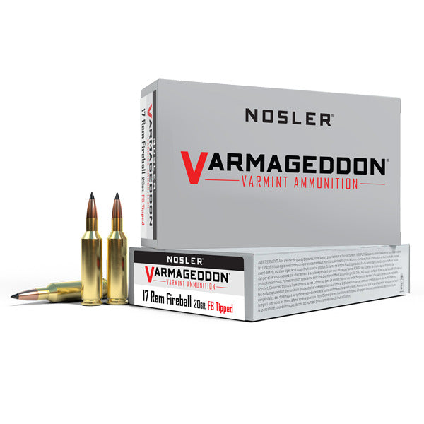 Nosler Varmageddon 17 Remington Fireball Ammunition 20 Grain Polymer Tip Box of 20
