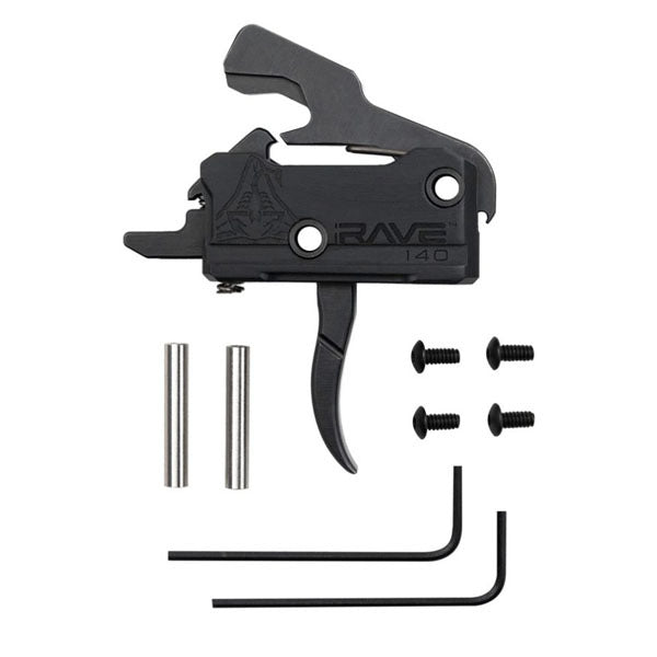 Rise Armament Rave 140 Single Stage Trigger with Anti Walk Pins with Flat Shoe Black