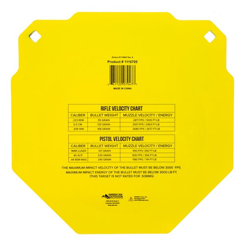 CALDWELL 13" OCTAGON 3/8" AR500 STEEL TARGET