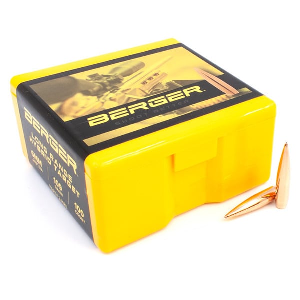 Berger Long Range Hybrid Target 243 Caliber, 6mm (.243 Diameter) Bullets 109 grain Boat Tail Hollow Point Box of 100