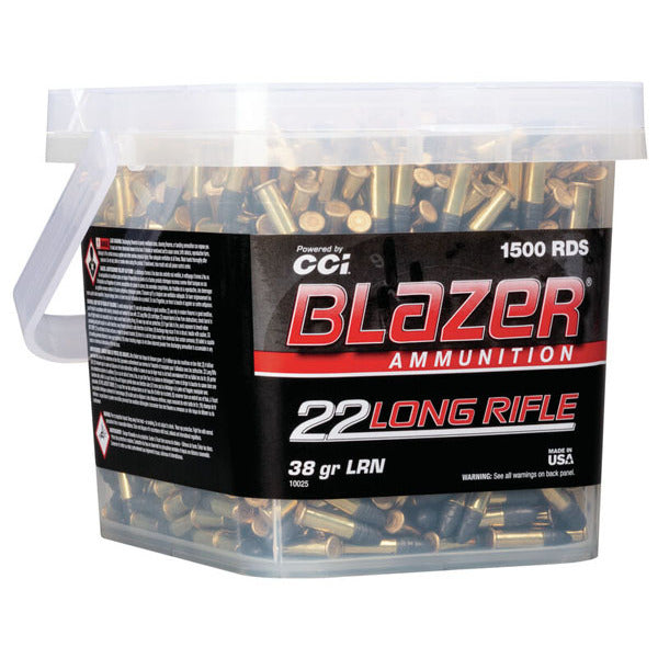 CCI Blazer 22 Long Rifle Ammunition 38 Grain Lead Round Nose Can of 1500