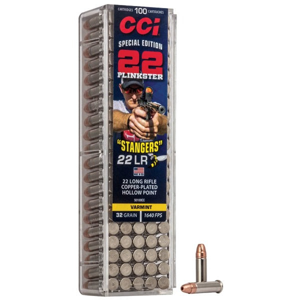 CCI Stangers 22 Long Rifle Ammunition 32 Grain Plated Hollow Point Box of 100