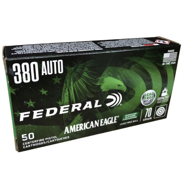 Federal Premium American Eagle 380 ACP Ammunition 70 Grain Flat Nose Box of 50