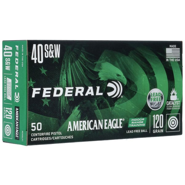 Federal Premium American Eagle 40 S&W Ammunition 120 Grain Flat Nose Box of 50