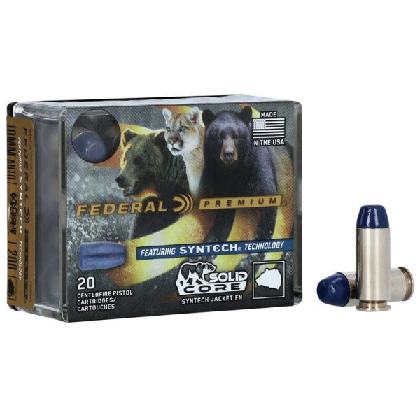 Federal Premium Syntech Solid Core 10mm Auto Ammunition 200 Grain Total Synthetic Jacket Box of 20