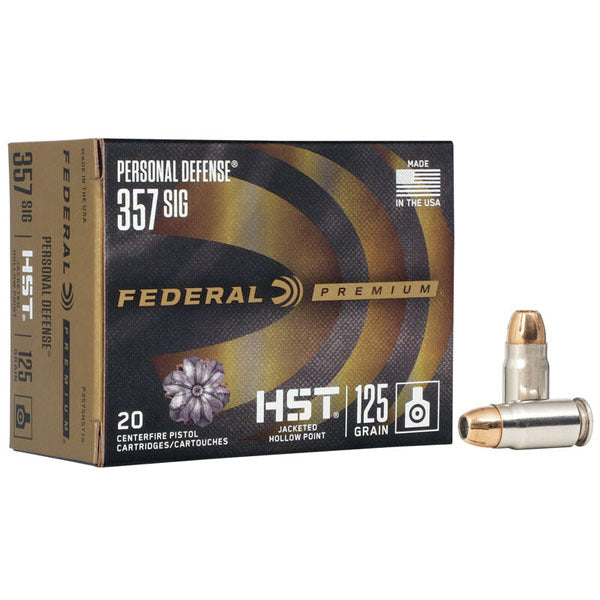 Federal Premium Personal Defense 357 Sig Ammunition 125 Grain HST Jacketed Hollow Point Box of 20