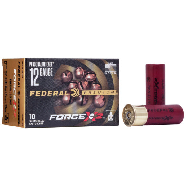 Federal Premium Force X2 12 Gauge Ammunition 2-3/4" #00 1250 fps Plated Buckshot Box of 10