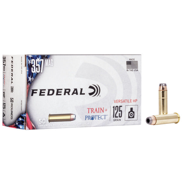 Federal Premium Train + Protect 357 Magnum Ammunition 125 Grain Hollow Point Box of 50