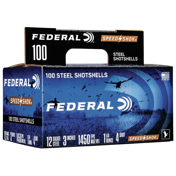 Federal Premium Speed-Shok 12 Gauge Ammunition 3" #4 1-1/4 oz 1450 fps Steel Box of 100