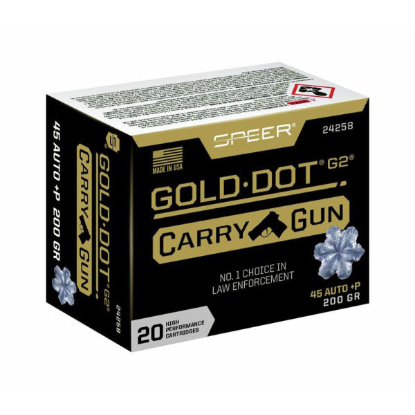 Speer Gold Dot Carry Gun 45 ACP +P Ammunition 200 Grain Hollow Point Box of 20