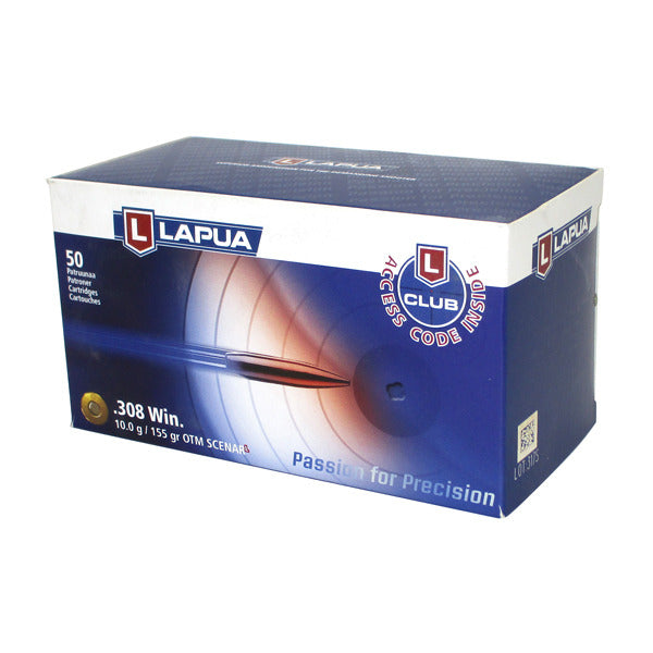 Lapua 308 Winchester Ammunition 155 Grain Scenar-L Open Tip Match Box of 50