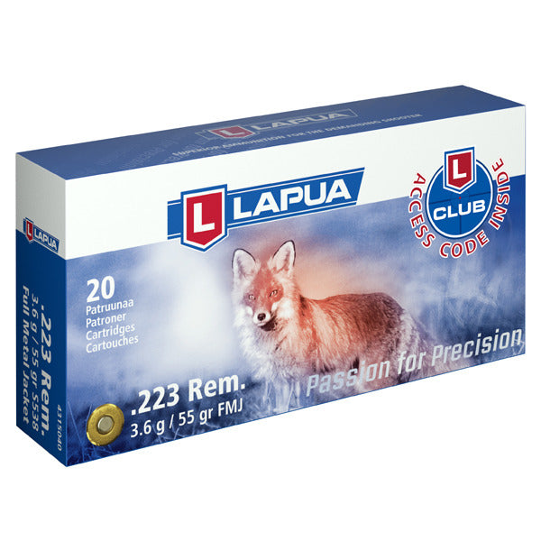 Lapua 223 Remington Ammunition 55 Grain Full Metal Jacket Box of 20