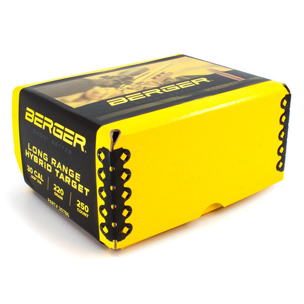 Berger Long Range Hybrid Target 30 Caliber (.308 Diameter) Bullets 220 grain Jacketed Hollow Point Box of 250