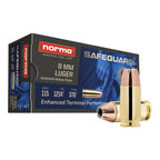 Norma Safeguard 9mm Luger Ammunition 115 Grain Jacketed Hollow Point Box of 50