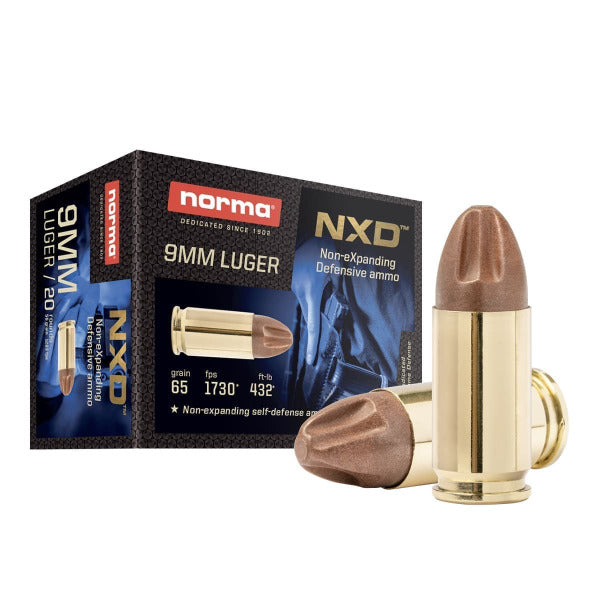 Norma NXD 9mm Luger Ammunition 65 Grain Fluted Box of 20