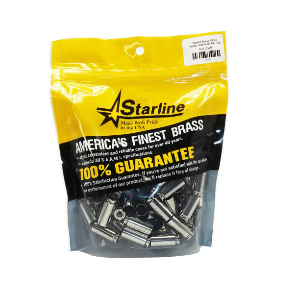 Starline 10mm Auto Nickel Plated Brass Bag of 100