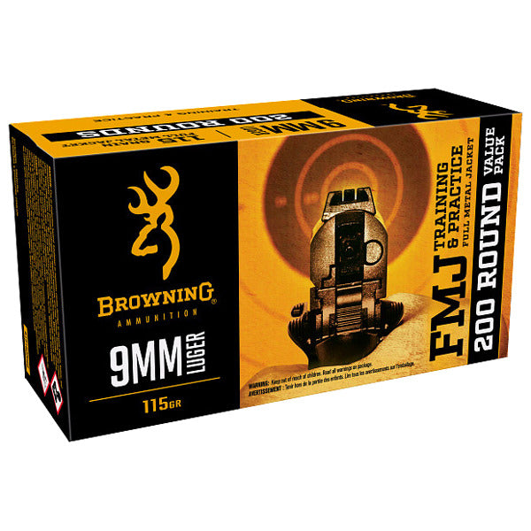 BROWNING AMMO 9MM LUGER 115gr FMJ 200/bx 5/cs