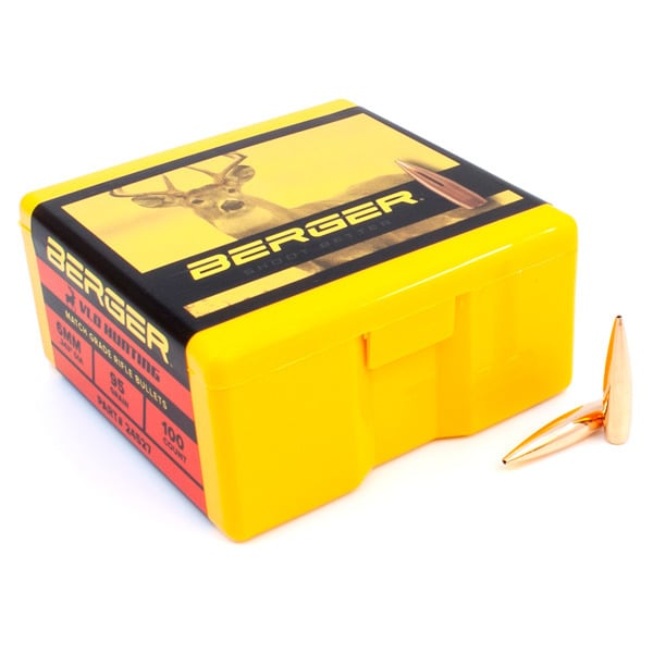 Berger VLD Hunting 243 Caliber, 6mm (.243 Diameter) Bullets 95 grain Boat Tail Hollow Point Box of 100