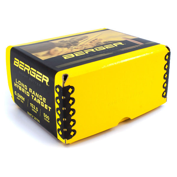 Berger Long Range Hybrid Target 264 Caliber, 6.5mm (.264 Diameter) Bullets 153.5 grain Jacketed Hollow Point Box of 500