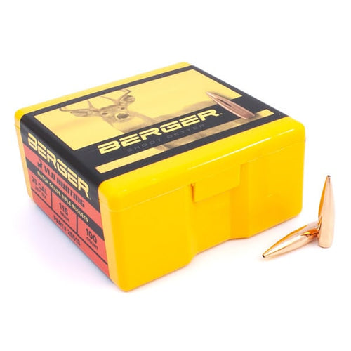 Berger VLD Hunting 25 Caliber (.257 Diameter) Bullets 115 grain Boat Tail Hollow Point Box of 100