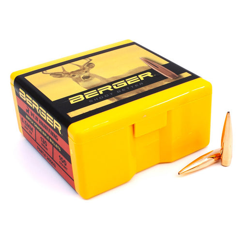Berger VLD Hunting 264 Caliber, 6.5mm (.264 Diameter) Bullets 130 grain Boat Tail Hollow Point Box of 100