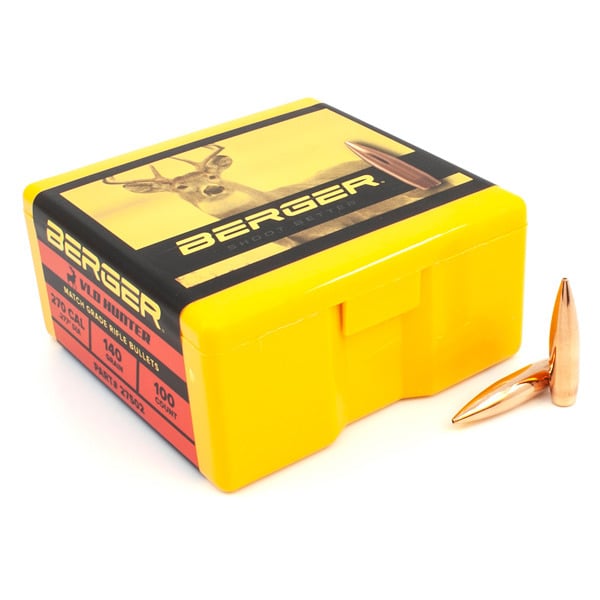 Berger VLD Hunting 277 Caliber, 6.8mm (.277 Diameter) Bullets 140 grain Boat Tail Hollow Point Box of 100