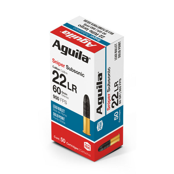 Aguila 22 Long Rifle Ammunition 60 Grain Lead Round Nose Box of 50