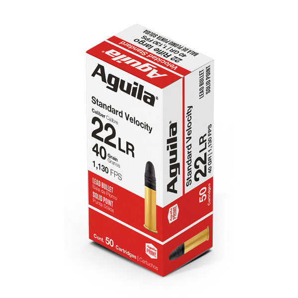 Aguila Standard 22 Long Rifle Ammunition 40 Grain Lead Round Nose Box of 50