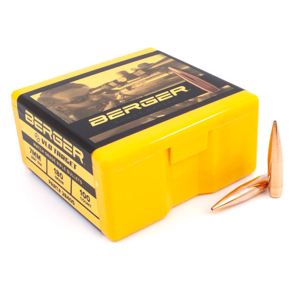 Berger VLD Target 28 Caliber, 7mm (.284 Diameter) Bullets 180 grain Boat Tail Hollow Point Box of 100